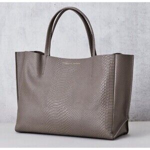 Ampersand As Apostrophe XL Taupe Python 100% Leather Tote - NWT